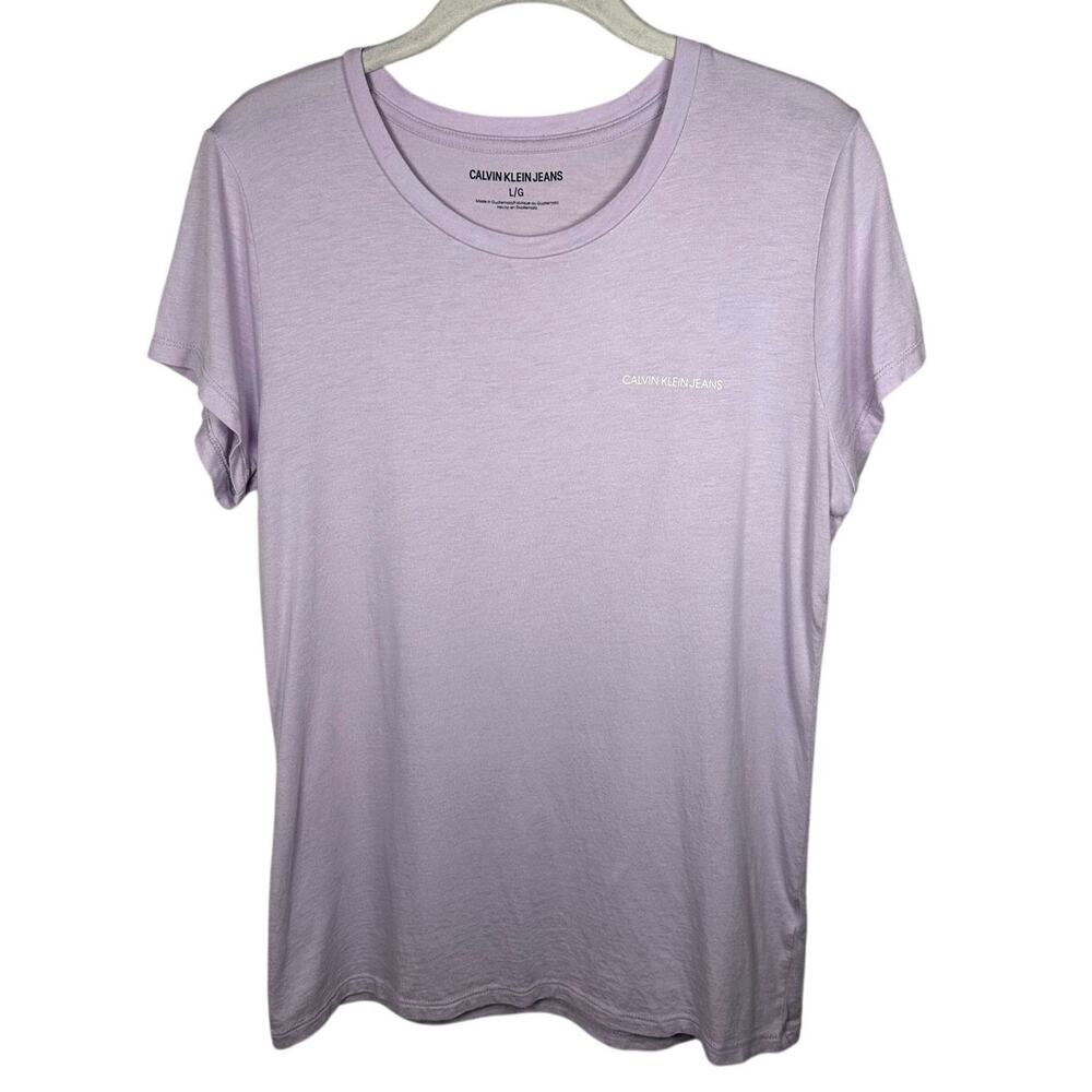 CALVIN KLEIN JEANS Purple Graphic Logo Short Sleeve T-Shirt Women's Large